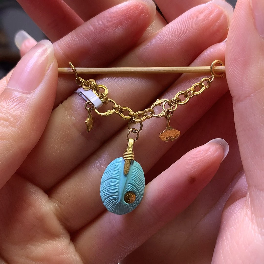 绿松石18K金镶嵌半链