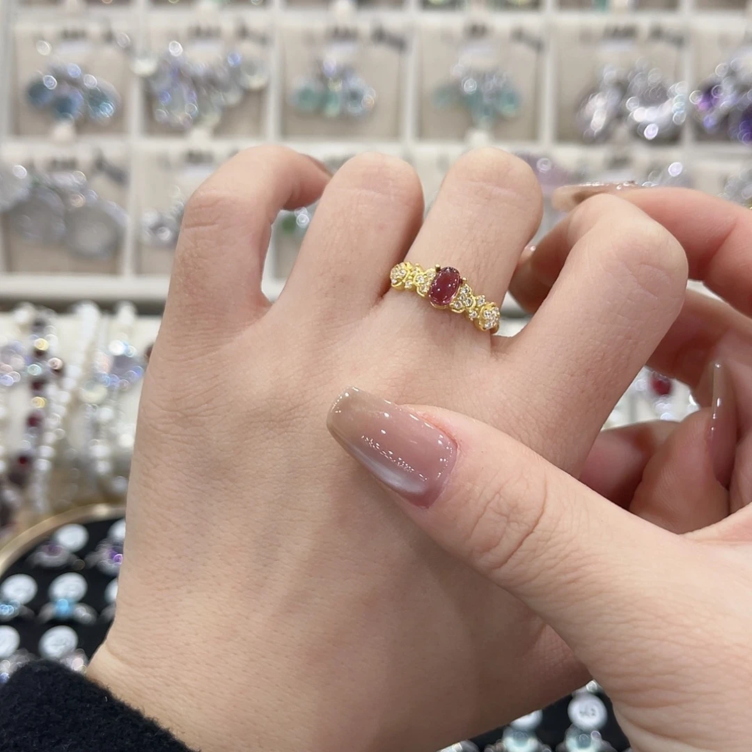 蛇纹石玉银S925镶嵌戒指