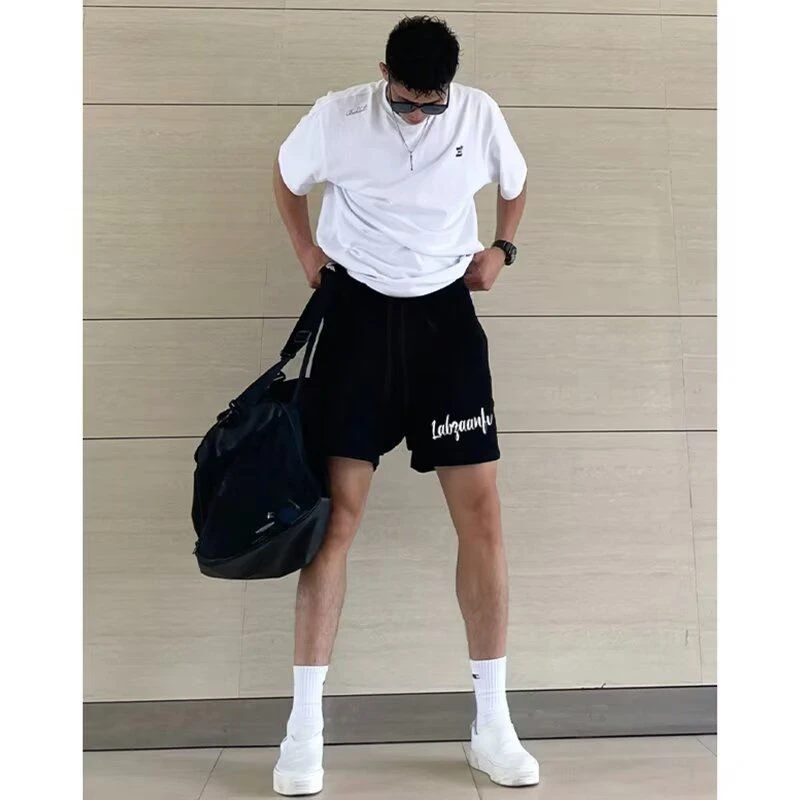 夏季新款美式短裤男潮牌薄款设计感小众宽松大码运动休闲五分裤子