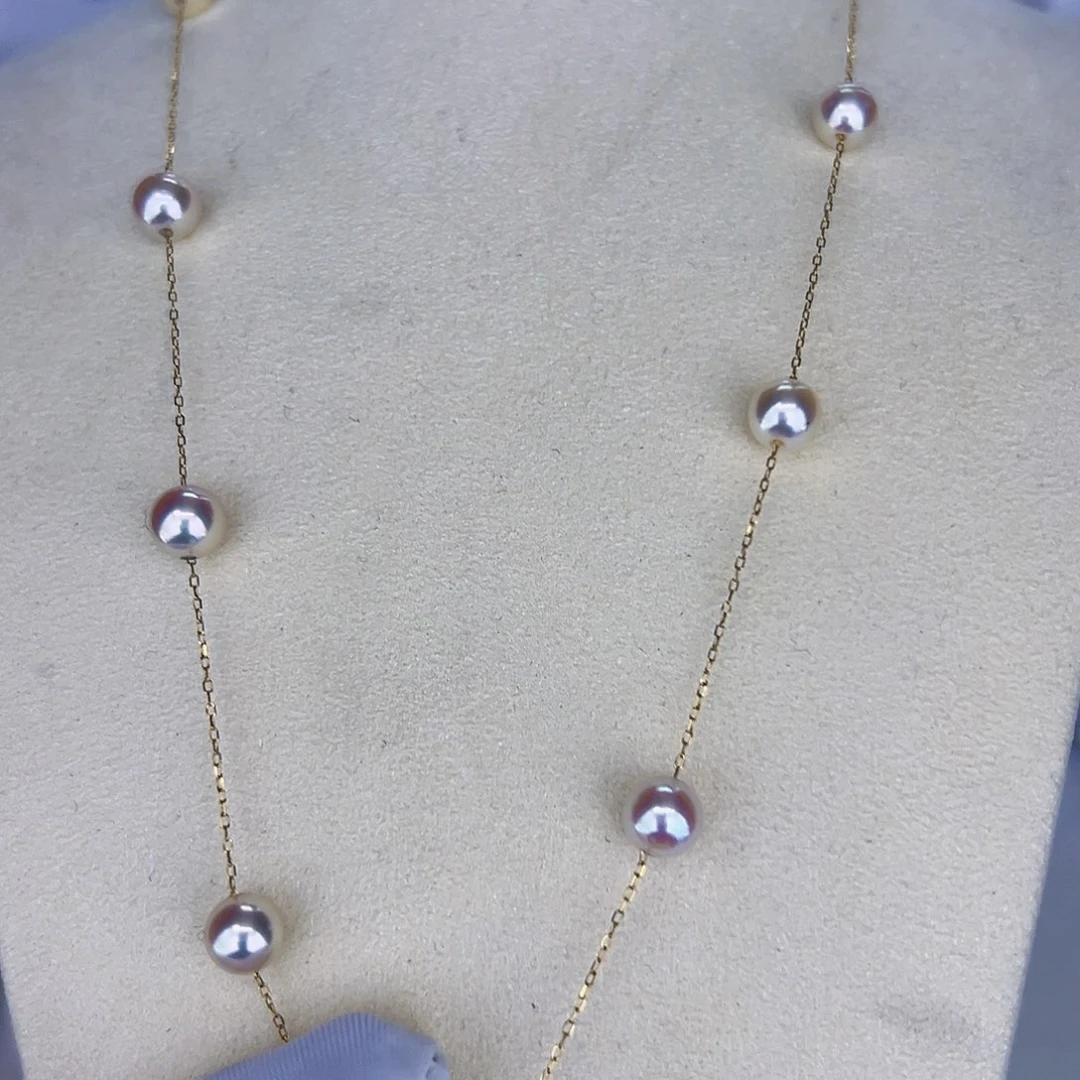 海水珍珠海水akoya设计款满天星6-7mm18K金镶嵌