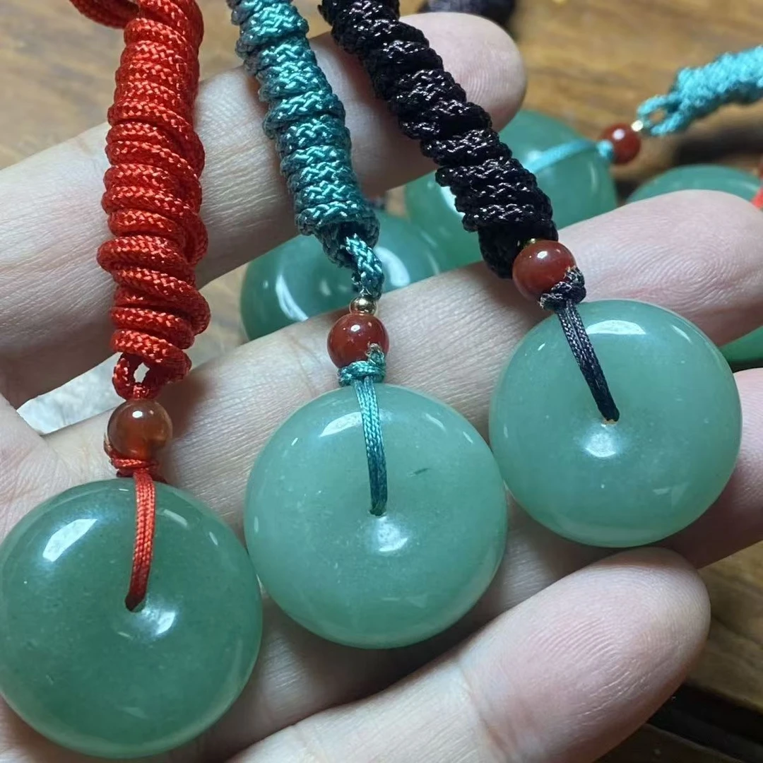 天然玉石绿东陵玉精美平安扣时尚面包圈吊坠项坠男女情侣款项链