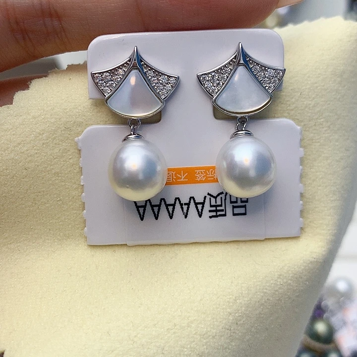 耳饰海水珍珠银S925镶嵌w44
