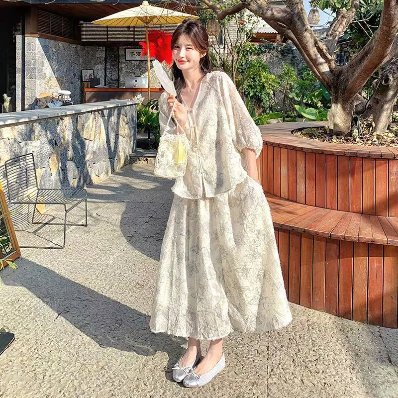 高级感国风慵懒盘扣超仙小蝶仙2025新款显瘦洋气三件套