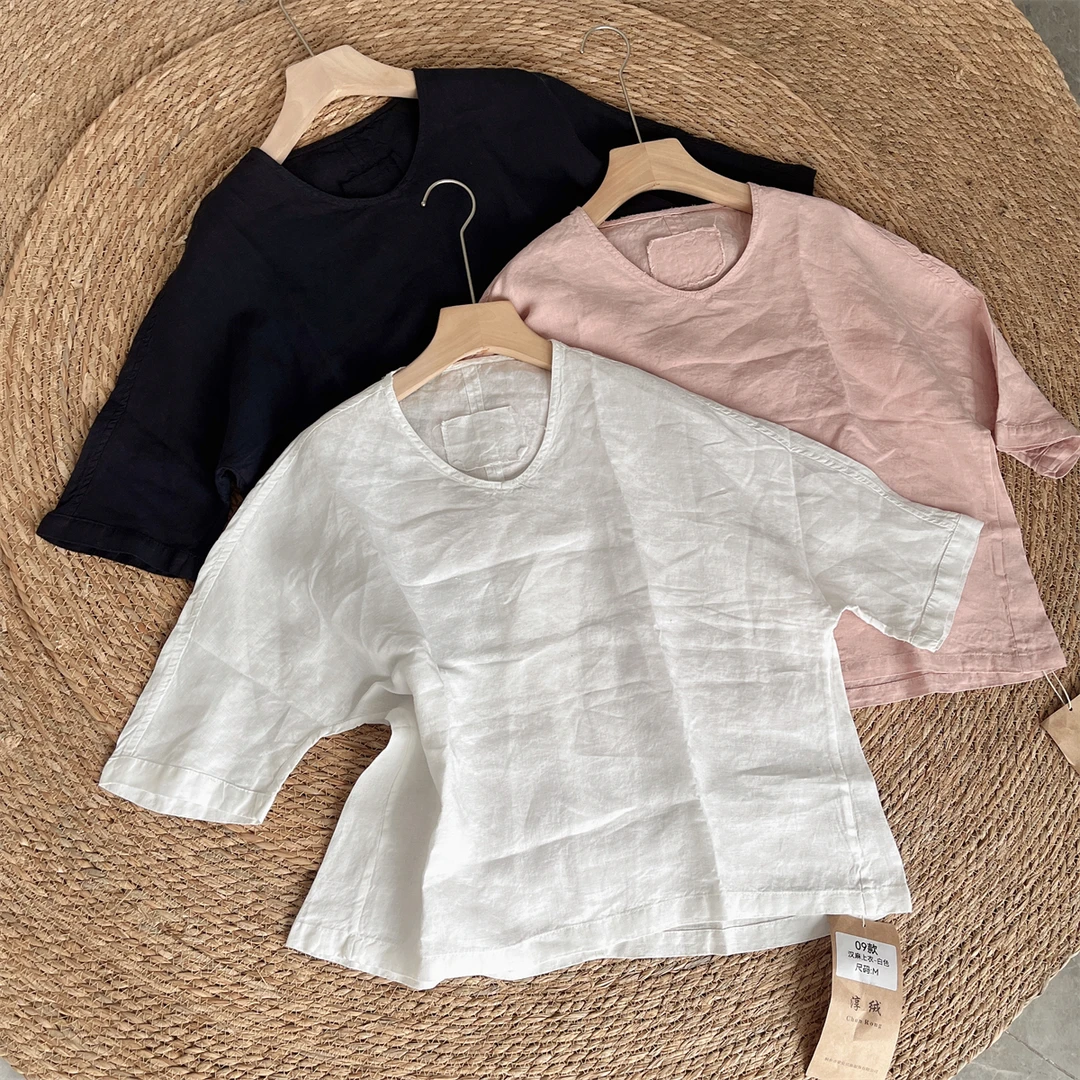 100%汉麻~高端品质 内里来去缝  简约休闲名媛上衣女09
