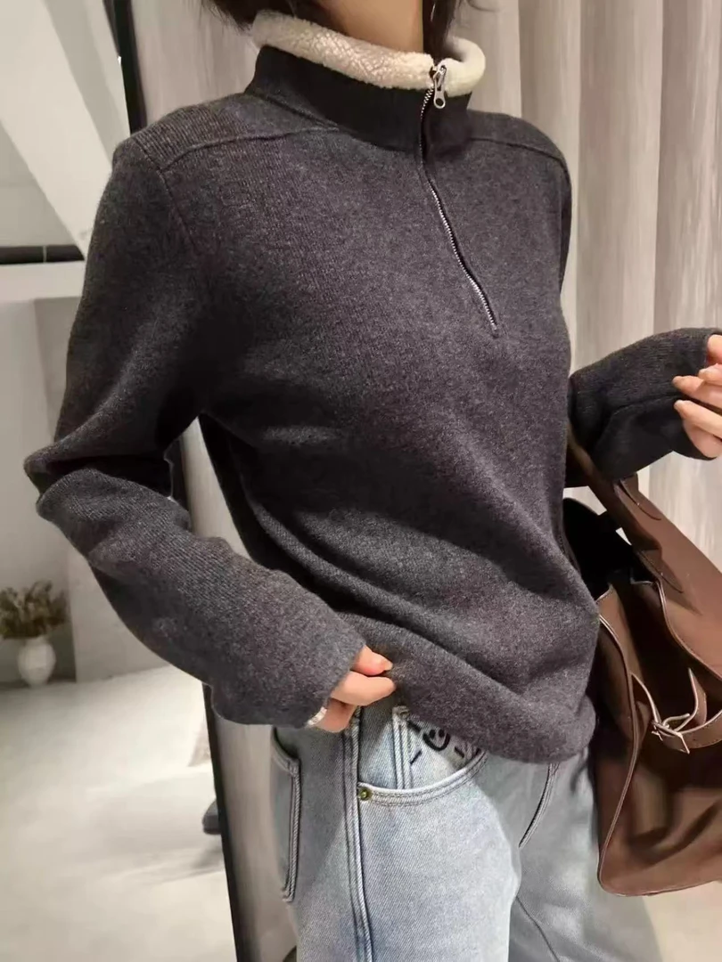 立领毛毛边正肩加绒冬款卫衣