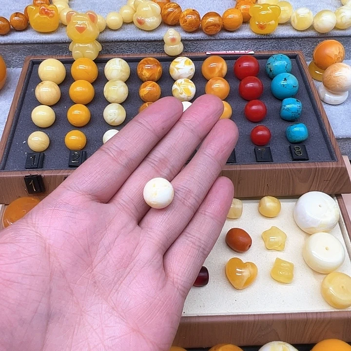 琥珀未镶嵌手绳白花单珠
