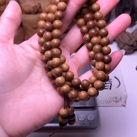 檀香木手串/手链檀香黑肉0.8/108横纹虎皮沉