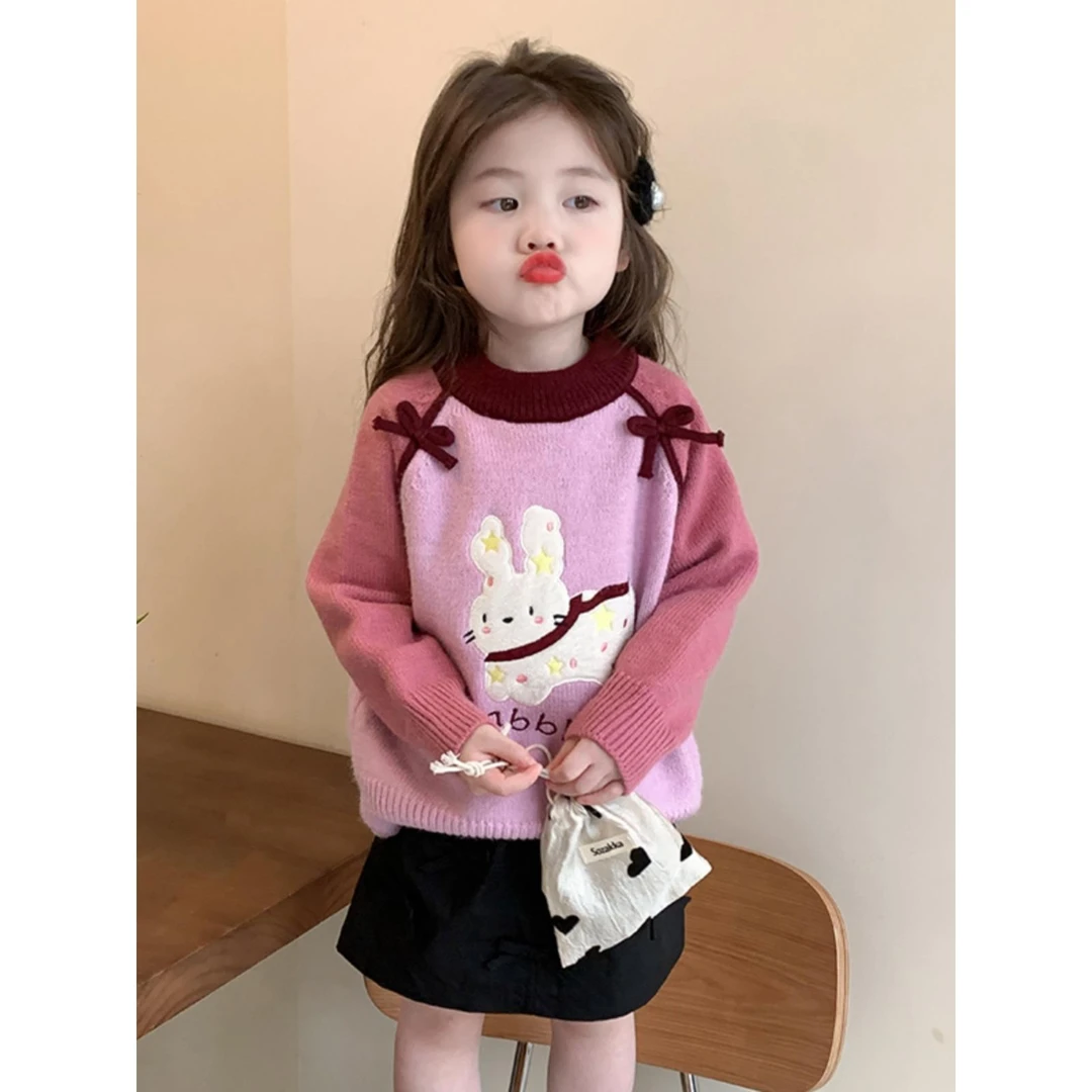 女童毛衣秋冬季2025新款洋气儿童针织上衣内搭韩版宝宝冬装打底衫