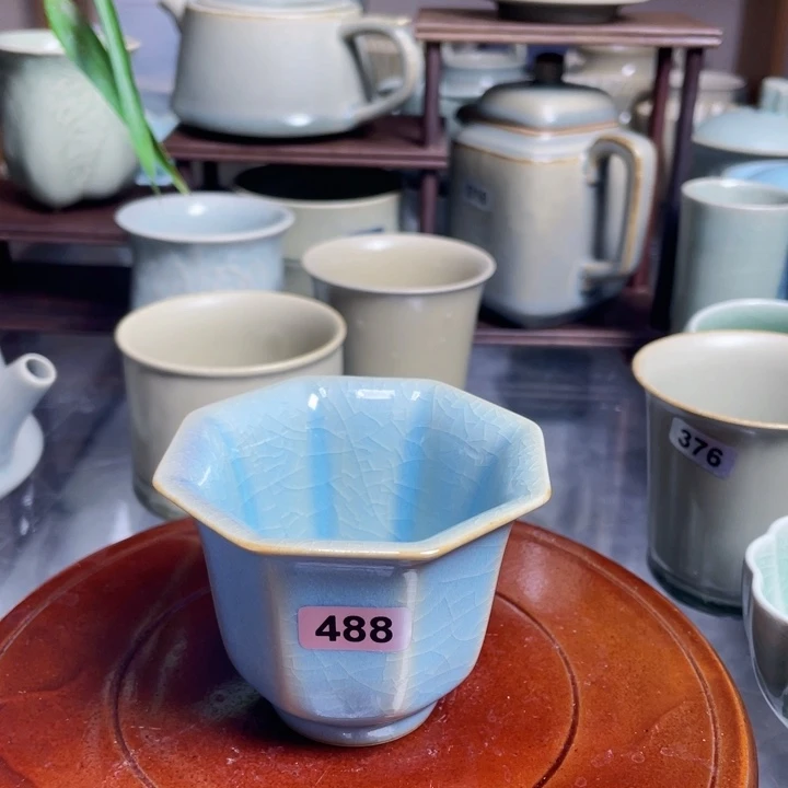 天青釉色八方杯2️⃣级