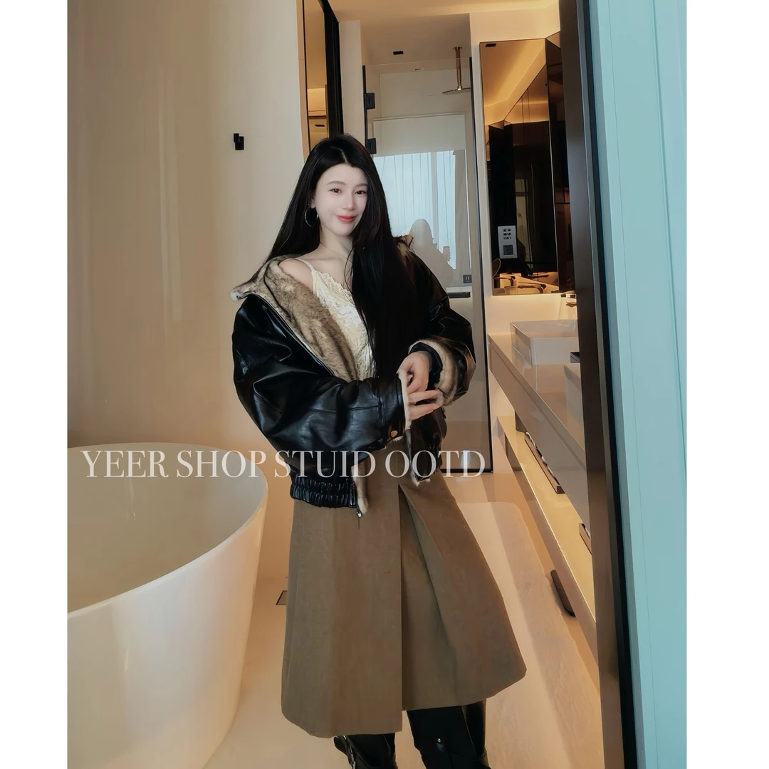 YEER·SHOP【雪域统治者~】 爷儿冬季时尚百搭新款黑色羽绒皮衣外套