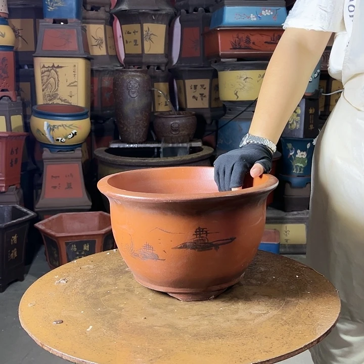 宜兴紫砂花盆30紫气东来