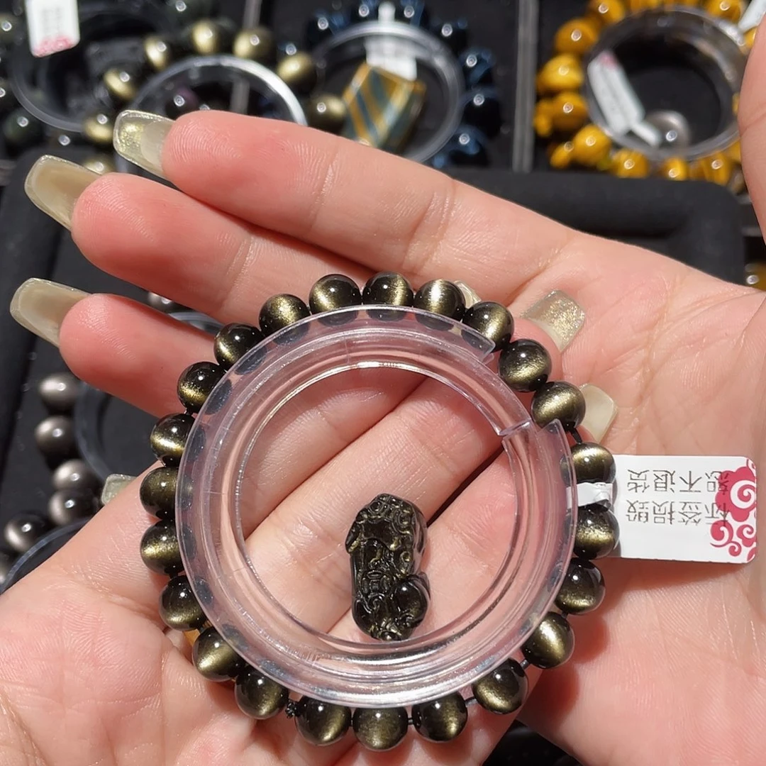 用***3黑曜岩未镶嵌手链