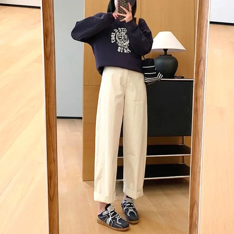 2025新款秋季高腰显瘦哈伦裤女大码宽松直筒气质百搭休闲裤阔腿裤