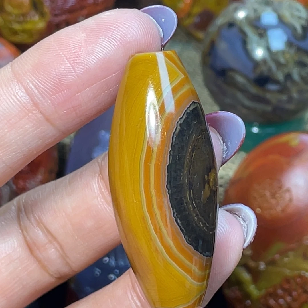 玛瑙/玉髓未镶嵌珠宝奇石品质金沙拉丝天眼天珠