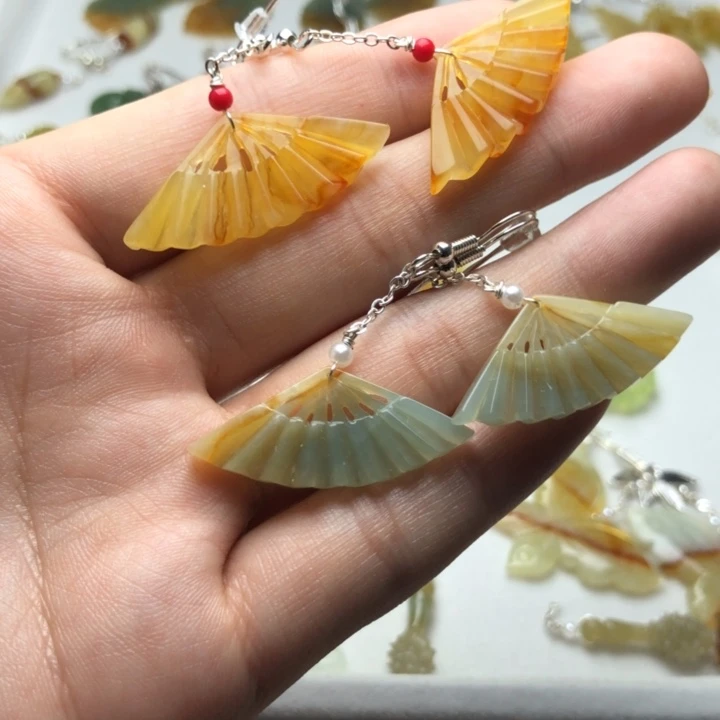 蛇纹石玉耳饰银S925镶嵌?****、