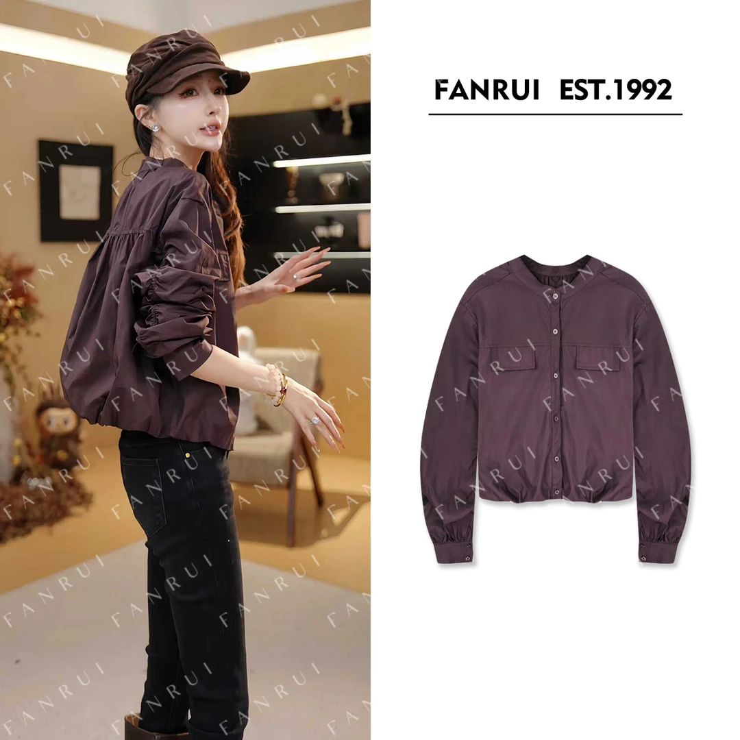 FANRUI/泛芮「素雅记」100棉褶皱设计感时髦百搭休闲衬衫外套B18253
