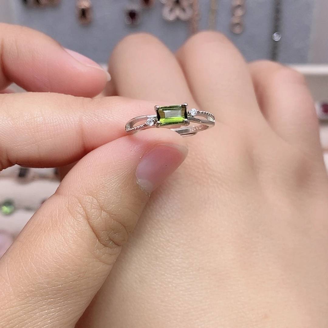 碧玺银S925镶嵌戒指戒指