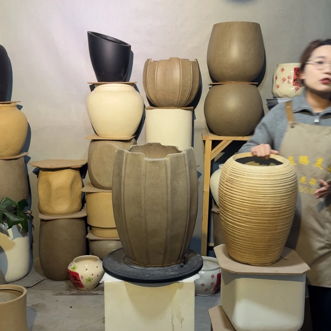 复合镁泥材质的花边花盆