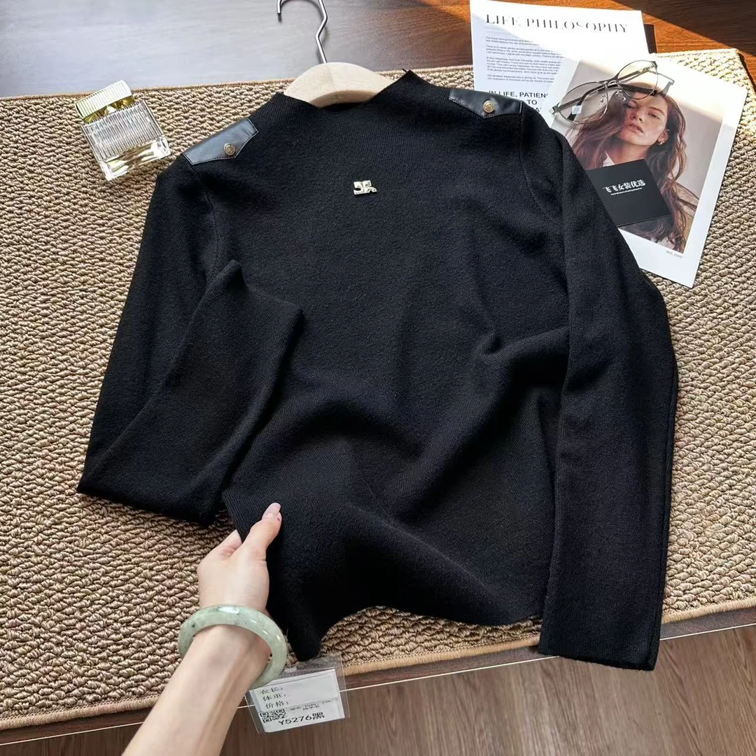 飞飞家！！小皮肩标~意法复古气质 中领内搭 高级感#针织衫Y5276