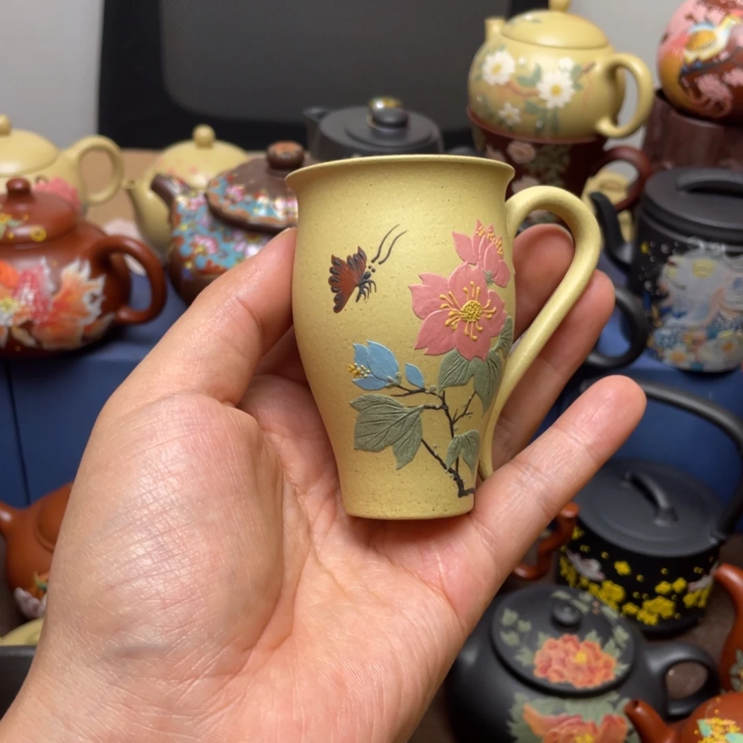 紫泥茶杯紫砂主人杯60cc