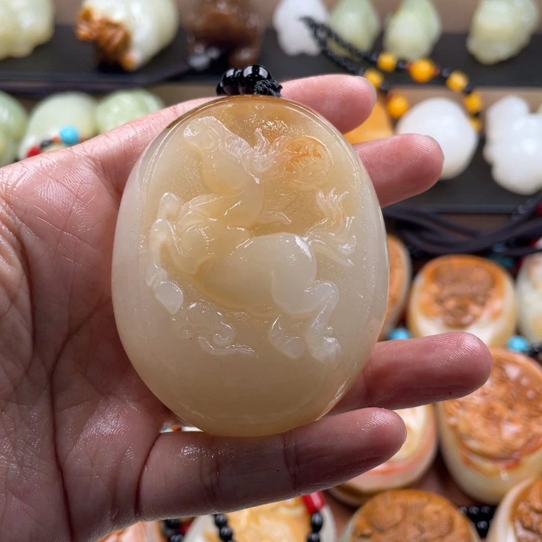 半***年石材古青石手把件