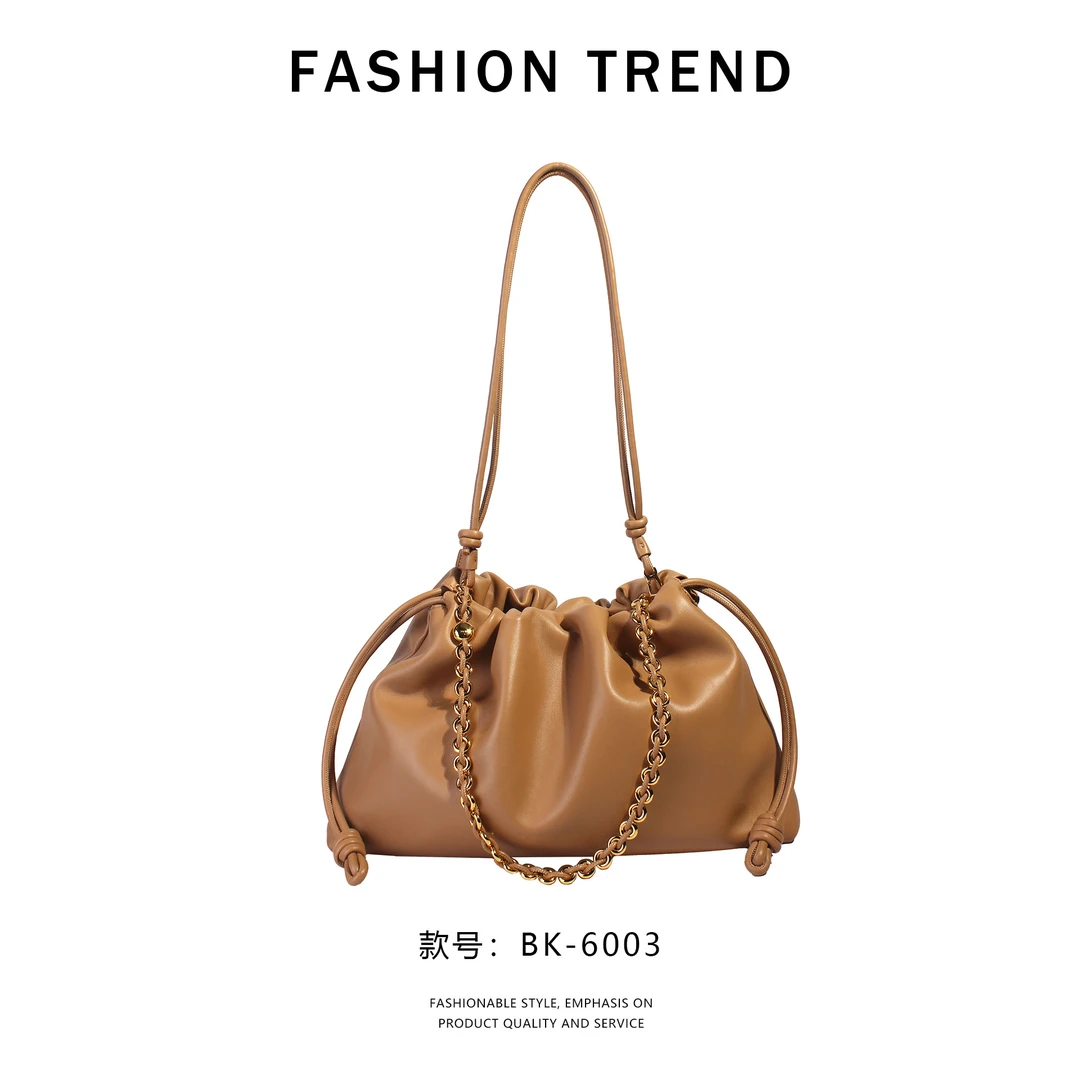 大号罗家Flamenco云朵包抽绳水桶包腋下包斜挎单肩真皮链条包