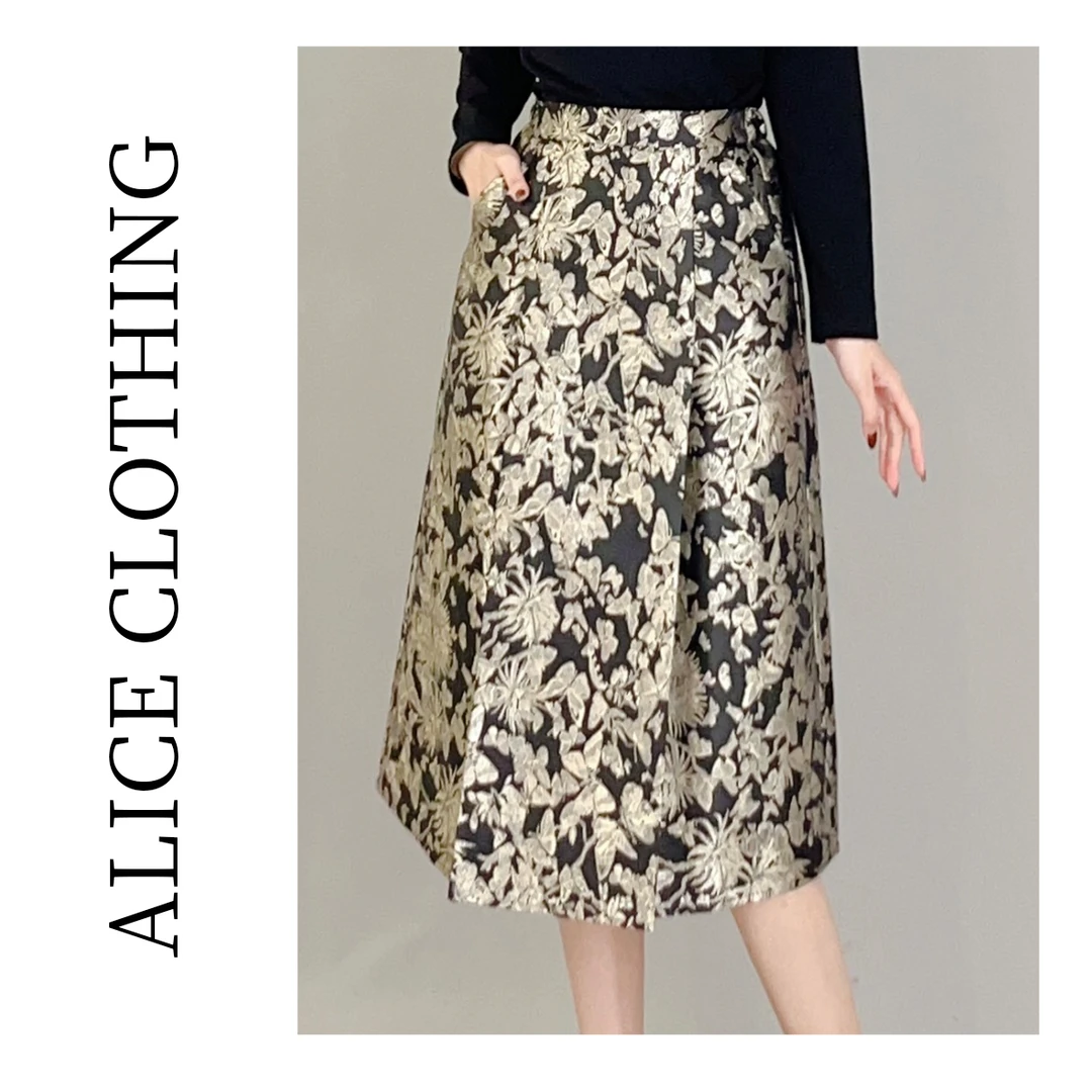 3【ALICE “蝶舞”通勤半身裙】刺绣提花 显瘦百搭 S1032769W