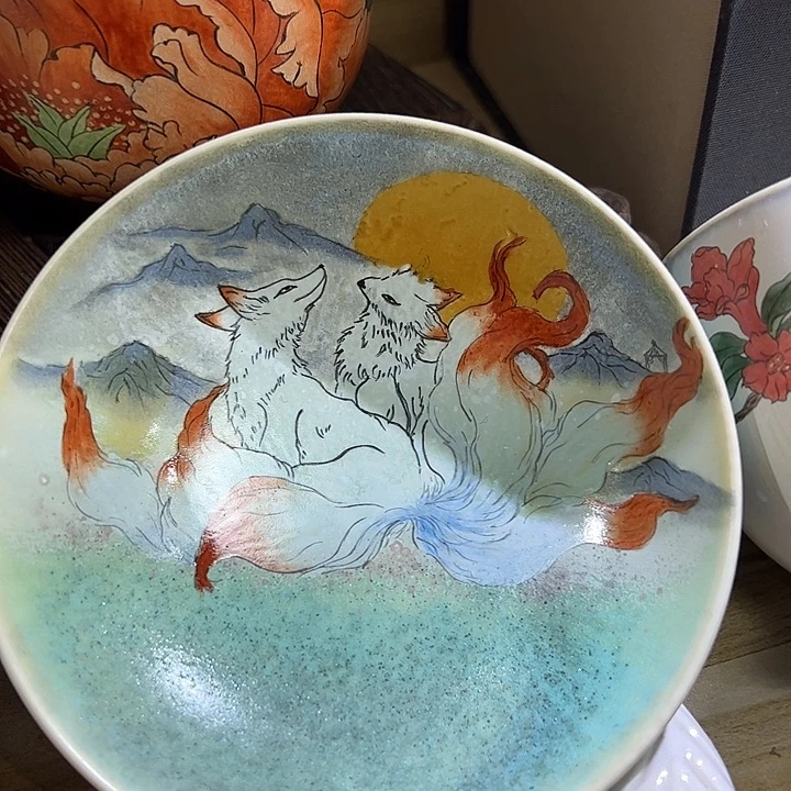 手绘九尾红狐遇见山海