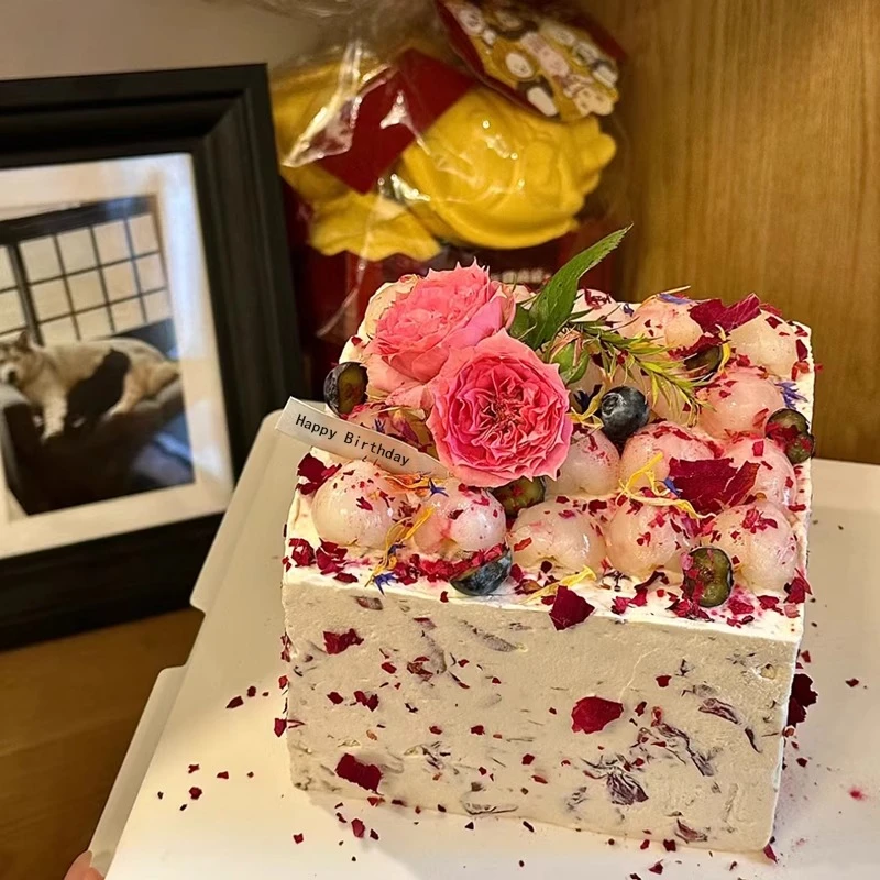 网红女生简约新鲜水果玫瑰杨梅荔枝生日蛋糕全国同城配送团购定制