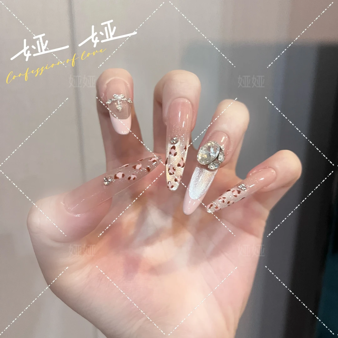 【甜心豹纹】高级轻奢纯欲猫眼美甲纯手工穿戴甲显白10片美甲贴