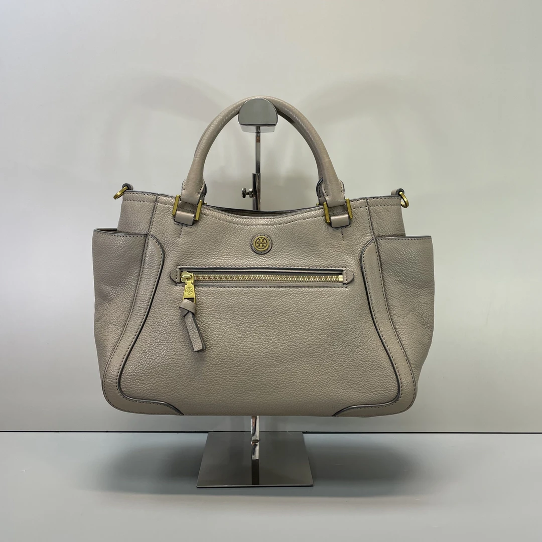 95新 TORY BURCH/汤丽柏琦 小林/灰色手提包31*21*12cmB012211