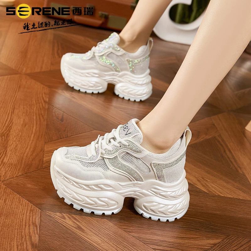 西瑞女鞋百搭透气秋冬时尚网红潮流学生潮鞋增高厚底老爹鞋小白鞋