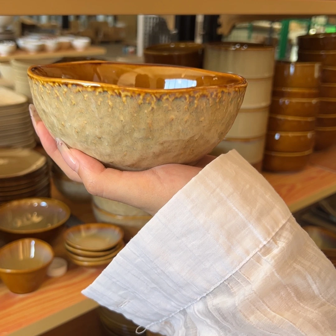 新骨瓷077微瑕曼谷棕熔岩5.75寸面碗 米饭碗