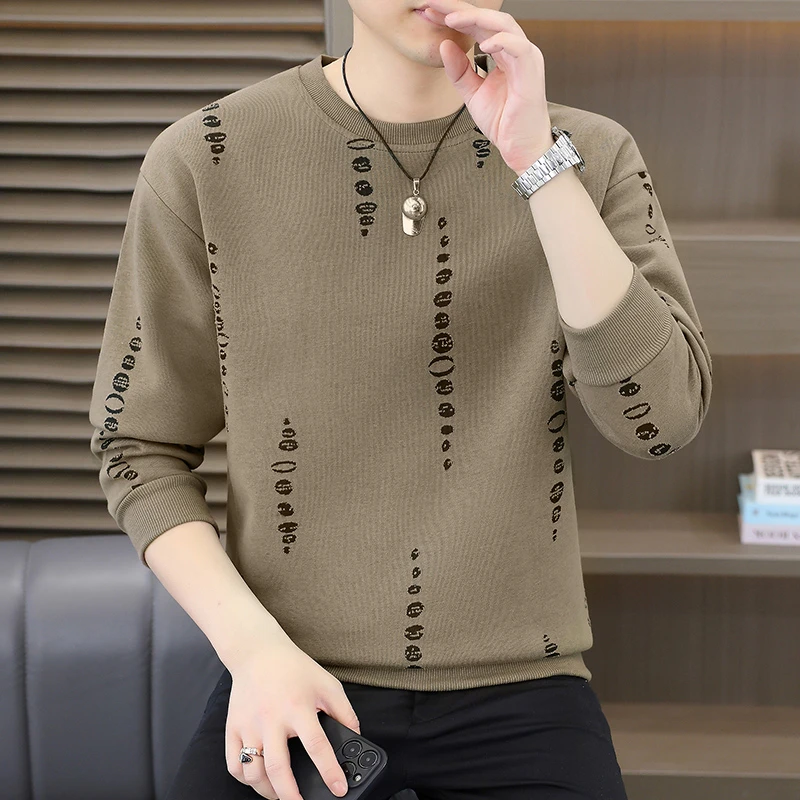 男士长袖卫衣T恤春秋款圆领卫衣休闲百搭宽松韩版潮流男士打底衫