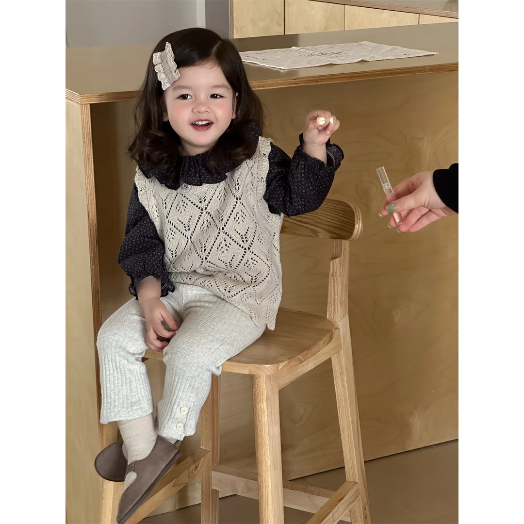 宝宝衣服秋季2025新款韩版童装女童套装秋款儿童娃娃衫打底裤套装