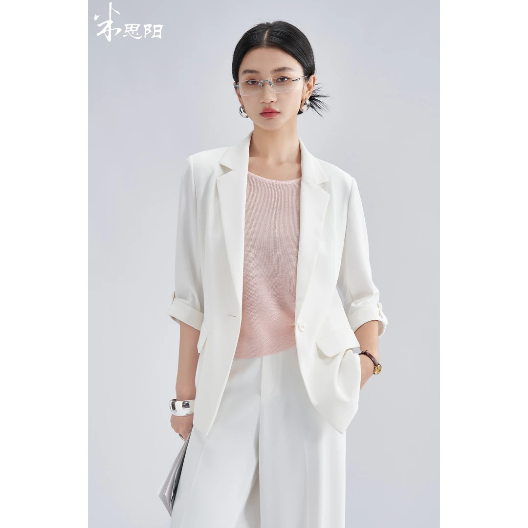 米思阳夏季新款凉爽欧若风时尚西装外套职业小西服女5M25BX3269