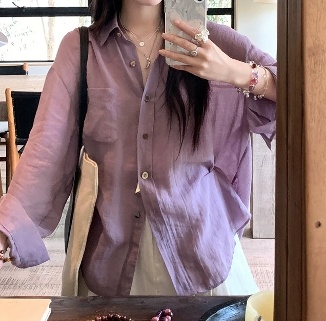 夏季松弛感宽松轻薄微透衬衫高奢系列100%苎麻不规则设计感纽扣