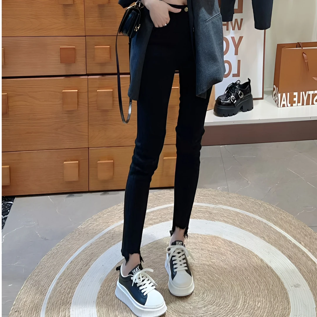 H.XIAOWEN.Y/欧韩定制&小雯推荐   早秋磨毛小脚牛仔裤  K2734650