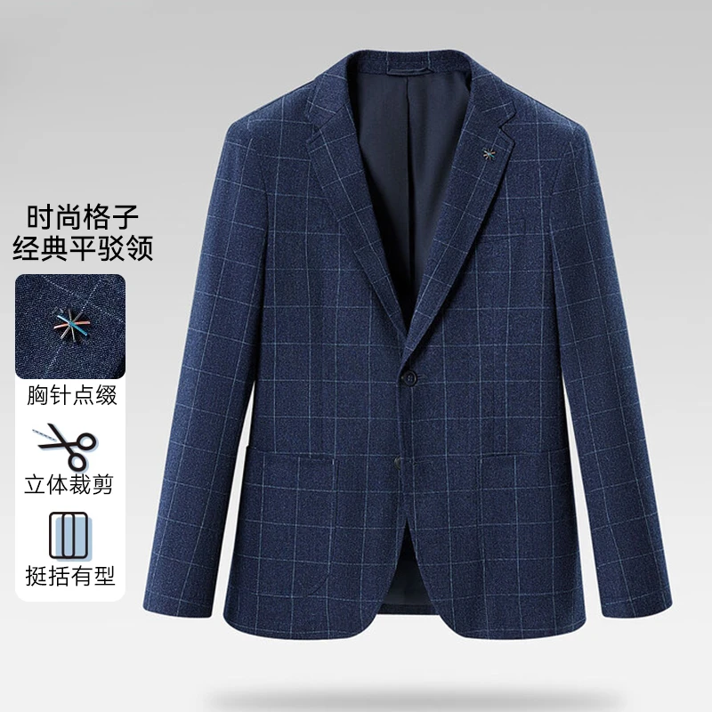 新款简约造型时尚格子休闲西服修身外套04000西装上衣春秋秋季