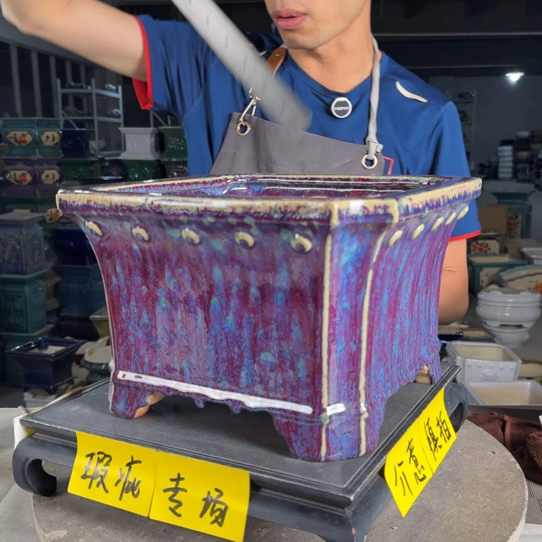 一风堂石湾花盆内口25，内深15轻微高温裂