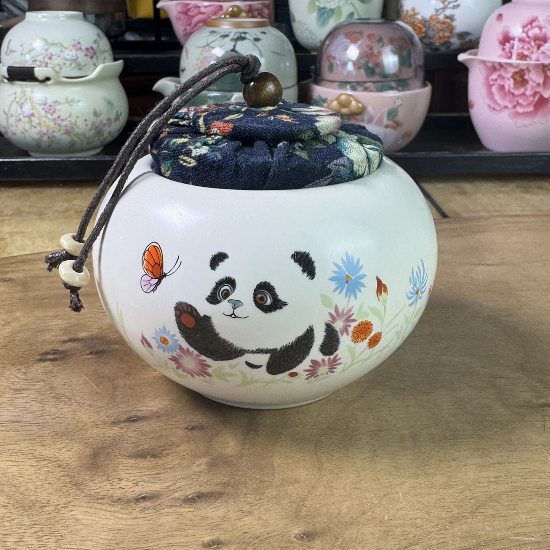 熊猫茶叶罐1603可爱家用复古手工