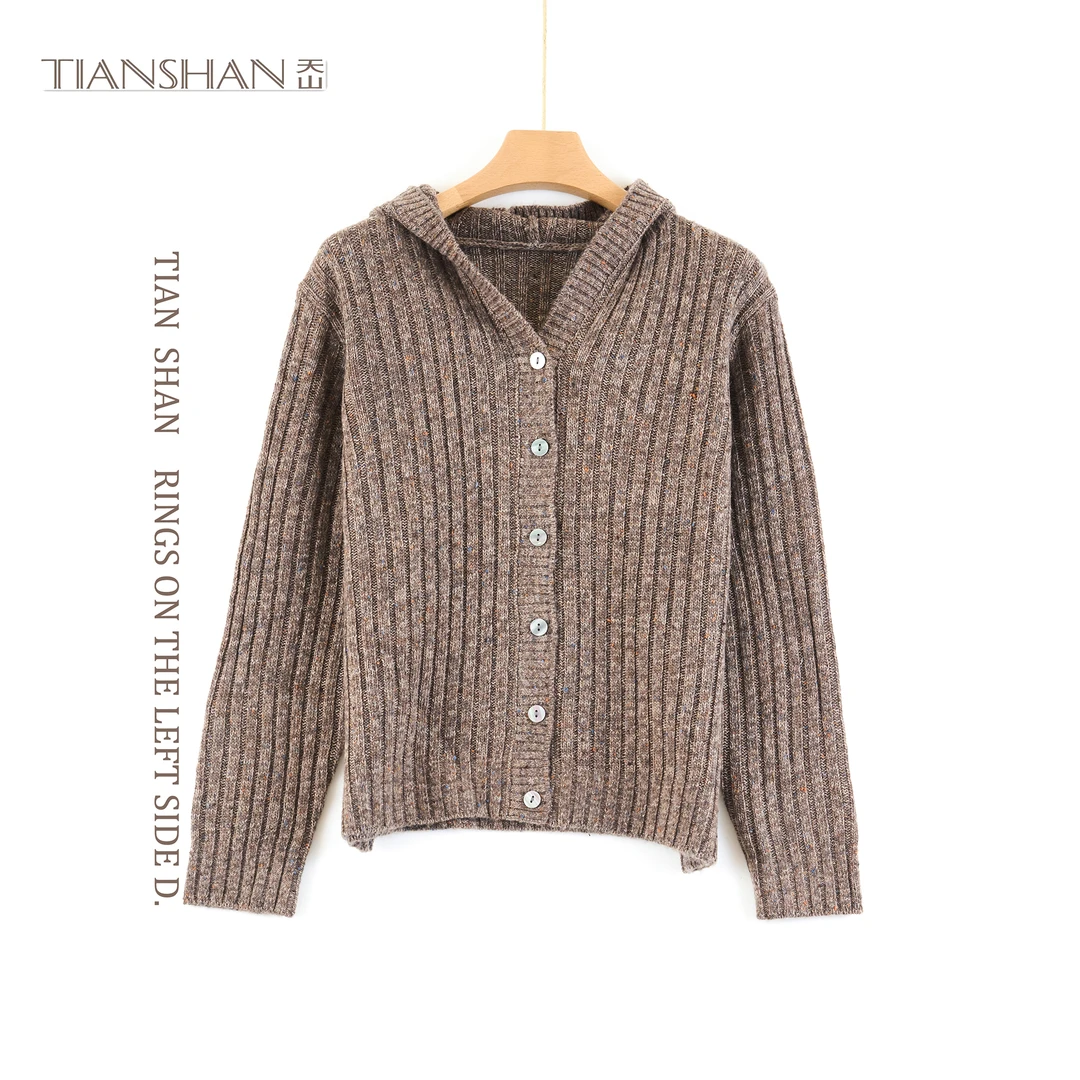 天山2025新款连帽针贵气女士织开衫-YKNL5421T