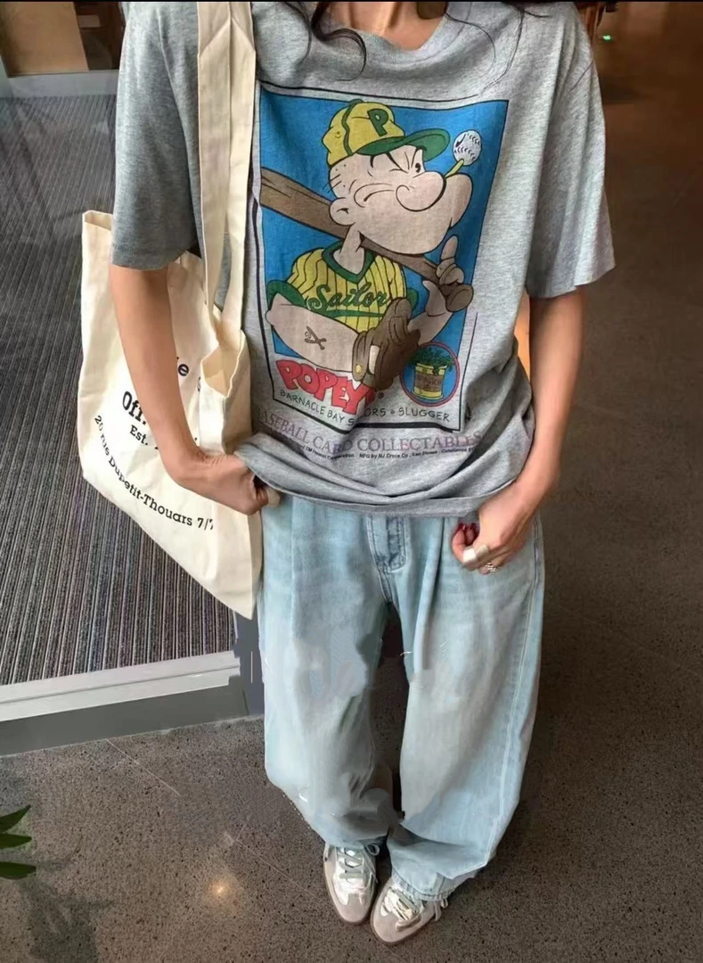 【BAI】夏新时尚减龄卡通印花短袖t恤女上衣11186