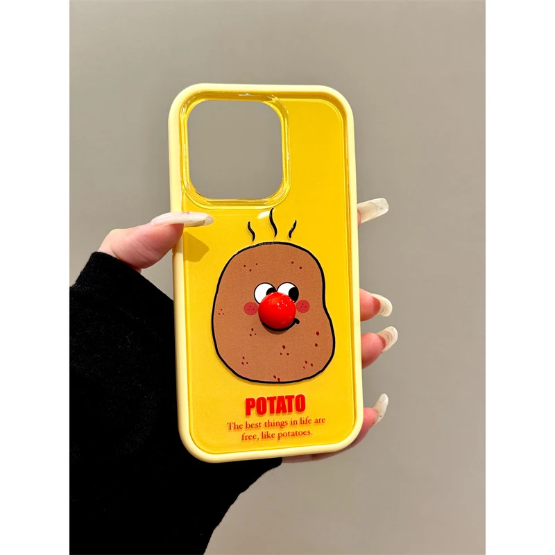 适用苹果iphone16promax创意土豆15pro全包防摔14可爱13ins手机壳