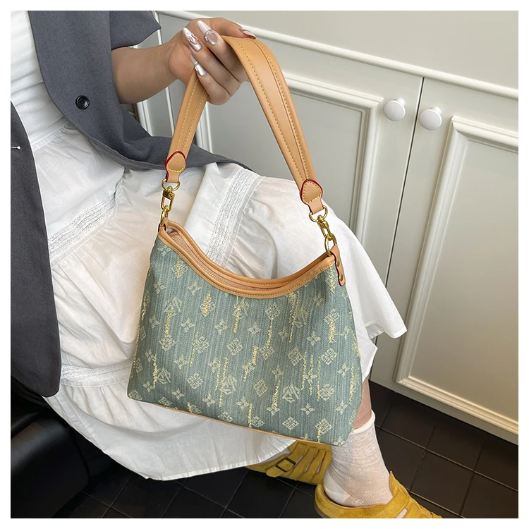 复古女包水洗牛仔四季百搭通勤托特单肩斜跨包包女款爆款2025新款