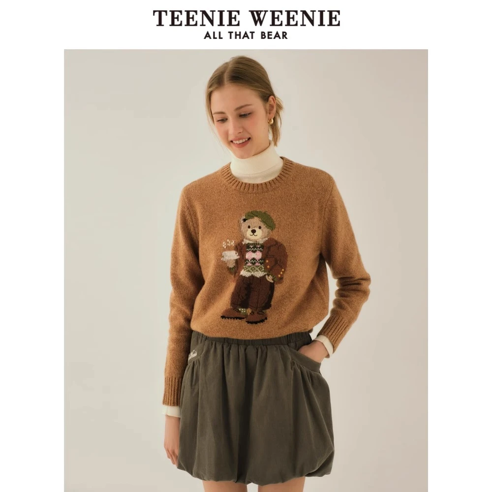 /TeenieWeenie小熊卡通休闲毛衣女2024冬季新款女毛衫TTKW248V36I
