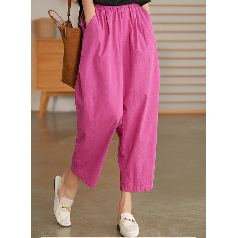 出口德国外贸原单棉大码哈伦裤万搭简约舒适纯色休闲裤女裤九分