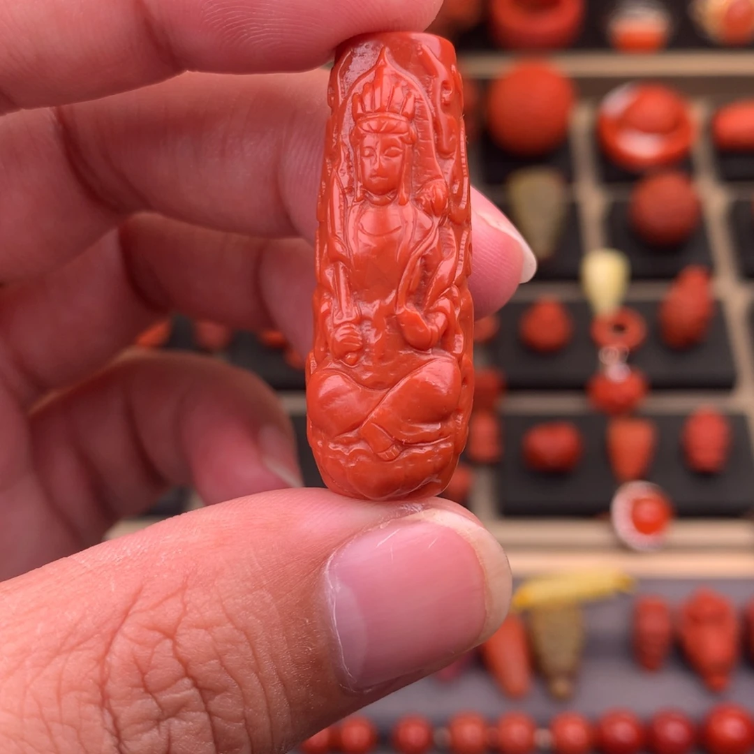 南红玛瑙未镶嵌黄财神 大势至吊坠14+/37+