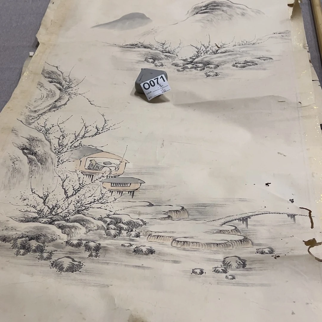 国画一**江手绘临摹山水画心三幅