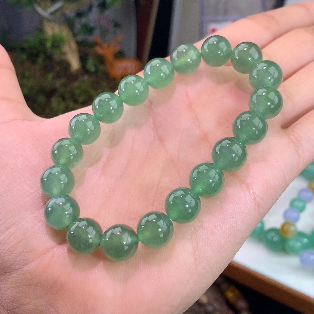 翡翠未镶嵌手链冰种菠菜绿手串